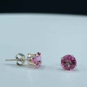 Pink Mystic Topaz Sterling Silver Stud Earrings